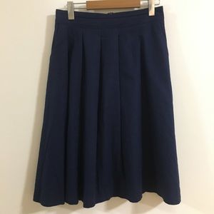 Navy linen A-line skirt by Jennifer Glasgow